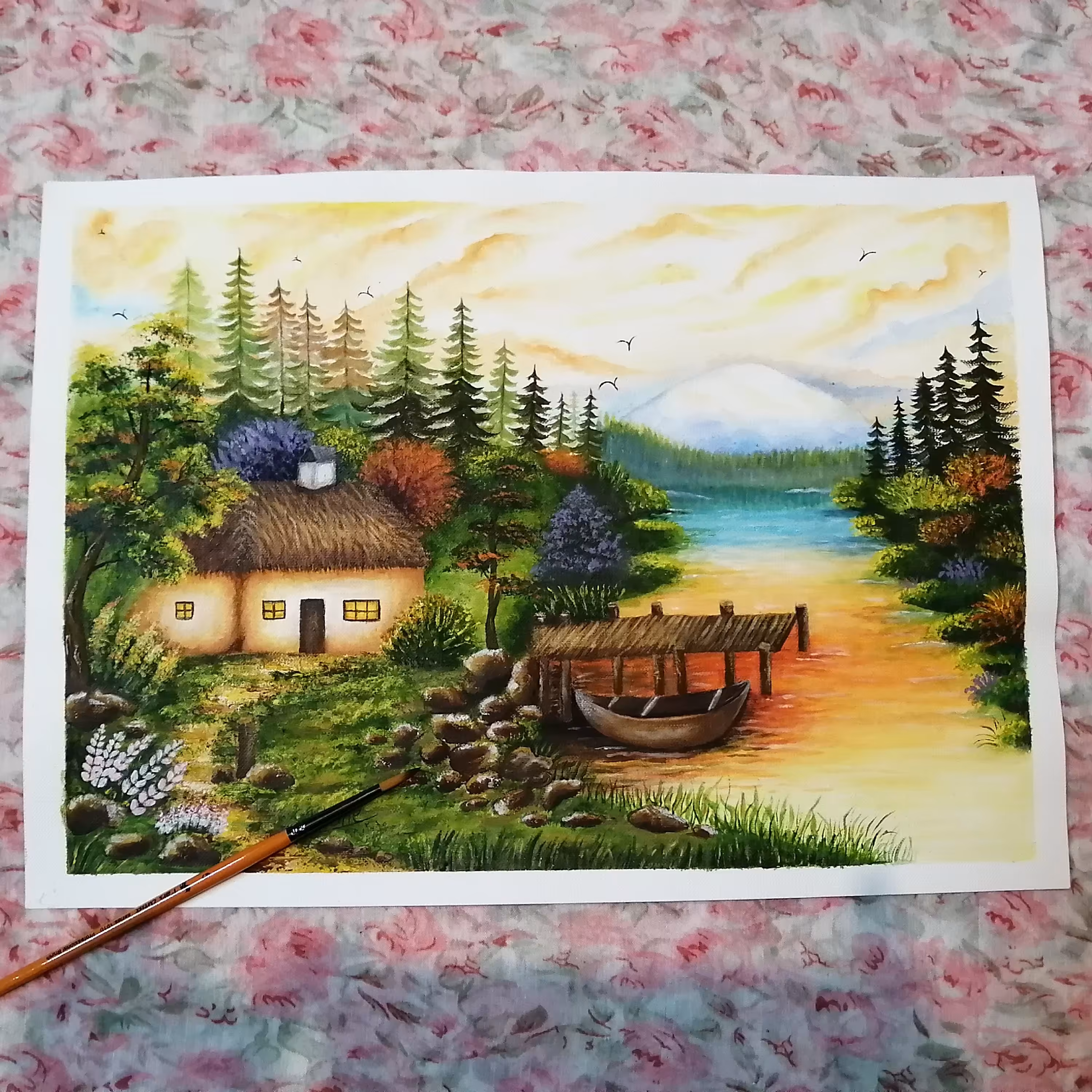 نقاشی کلبه جنگلی