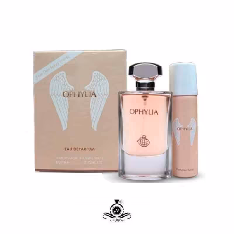 ادکلن زنانه اوفیلیا همراه با اسپری فرگرانس ورد Fragrance world Ophylia