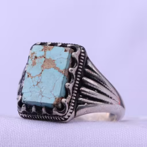 انگشتر فیروزه اصل نیشابور ( انگشتر نقره مردانه )
