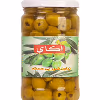 زیتون شور بی هسته لوکس آکای( شیشه 800گرمی)