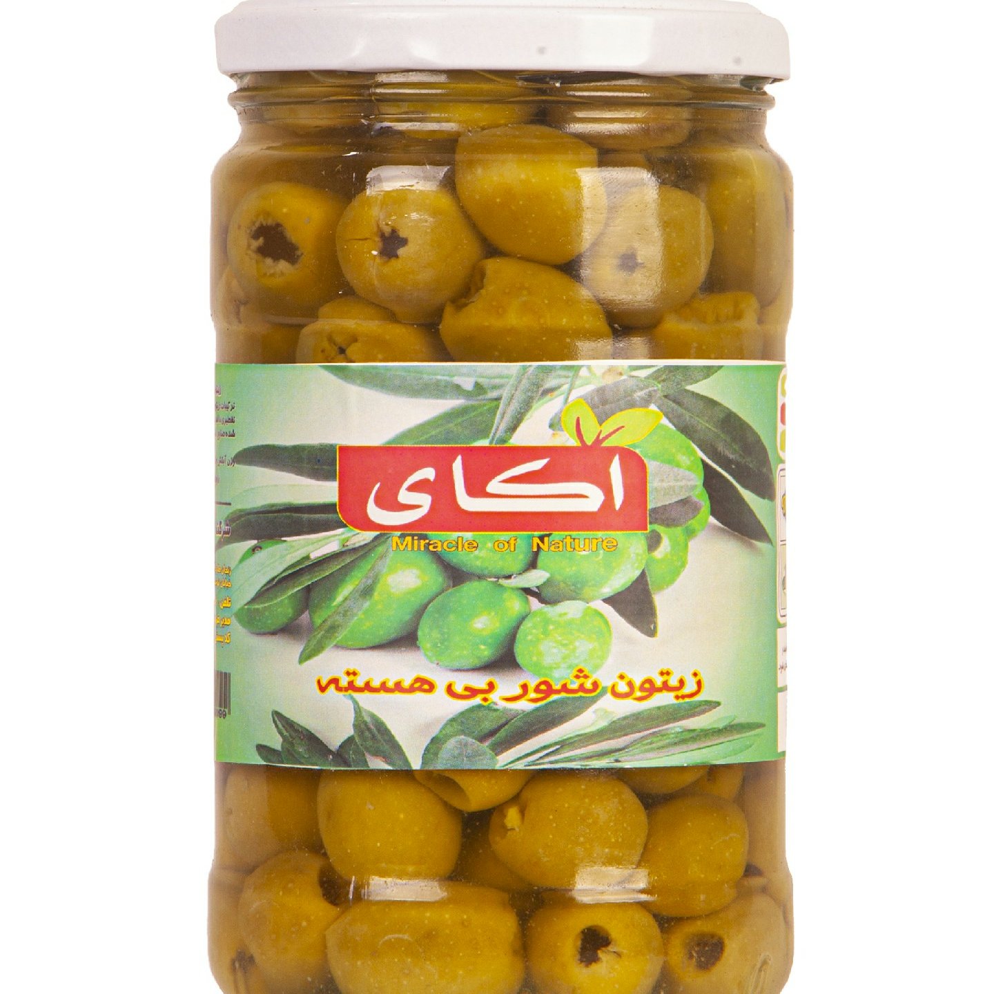 زیتون شور بی هسته لوکس آکای( شیشه 800گرمی)