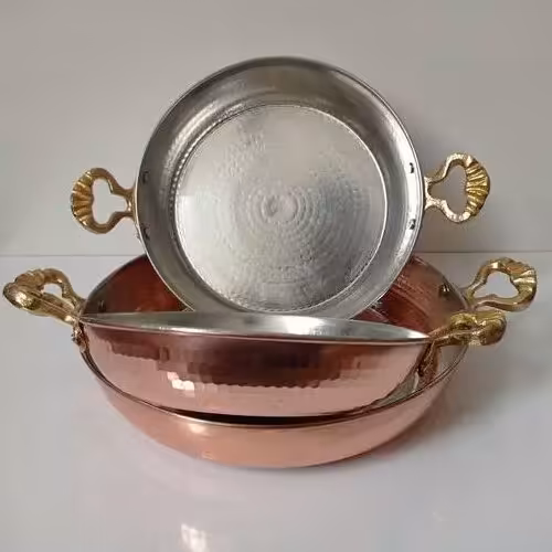 سرویس کامل ماهیتابه مسی دسته برنجی نانو شده