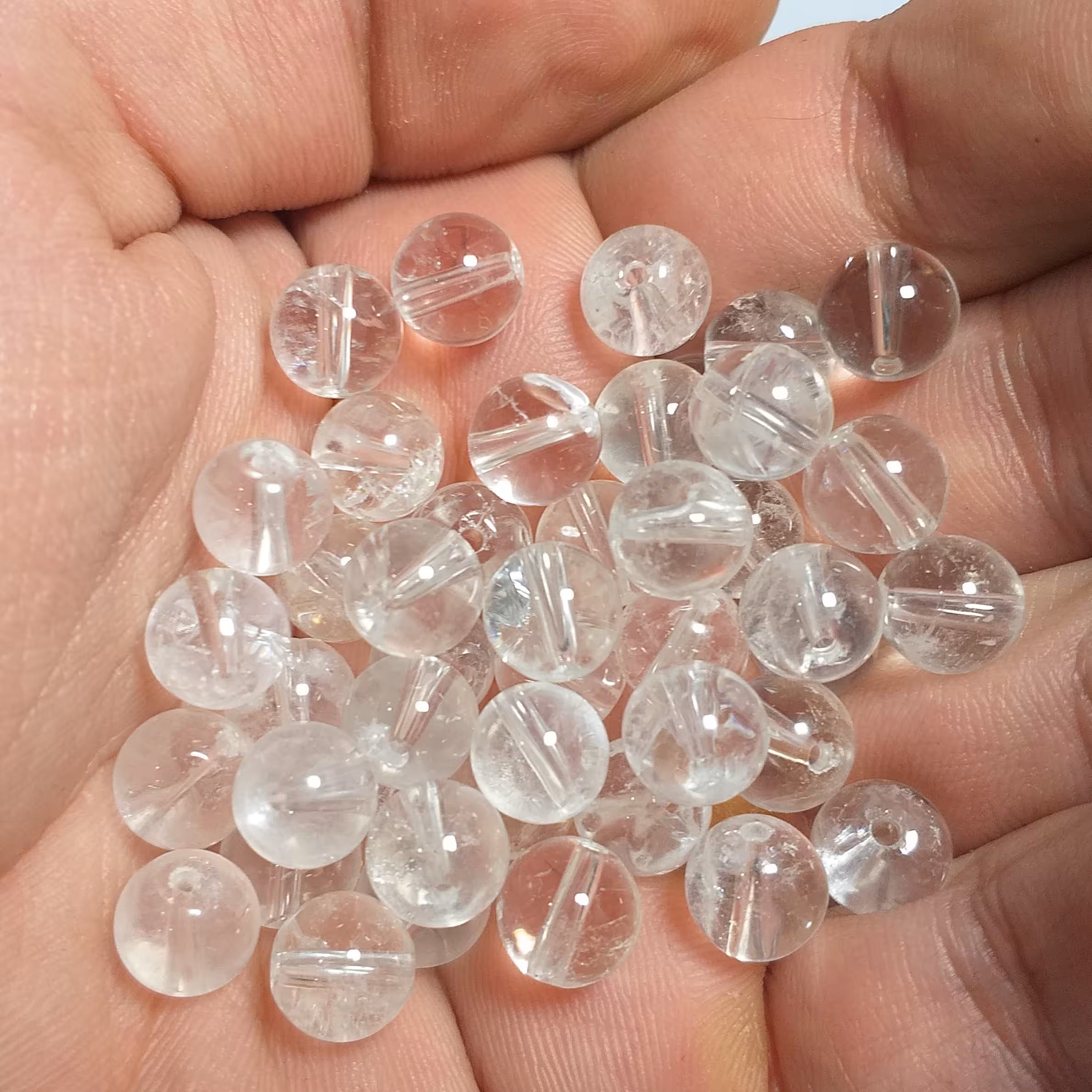 گوی کریستال کوارتز مهره سنگی کریستال کوارتز سایز 8،فنگشویی گوی کوارتز معدنی با بهترین کیفیت(قیمت برای 1 عدد سایز 0.8)