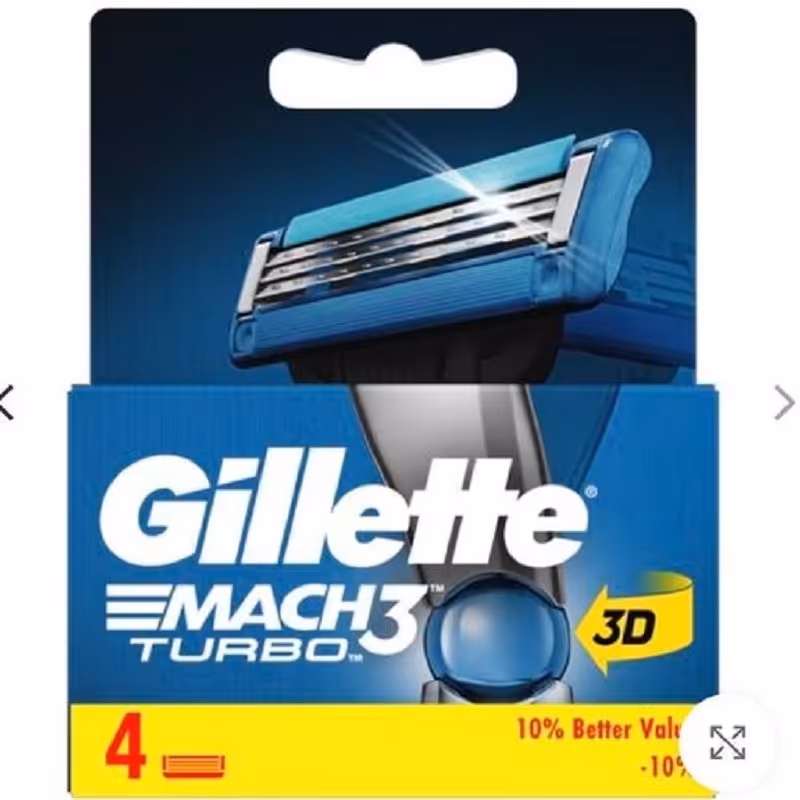 تیغ یدک ژیلت مچ تری توربو بسته 4 عددی Mach3 Turbo Gillette