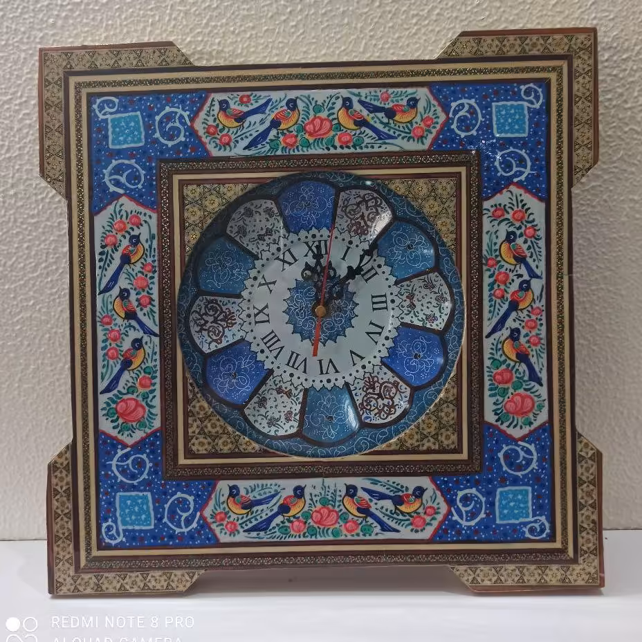 ساعت خاتم و میناکاری زیباطرح چهارگوش مدل صفحه برجسته