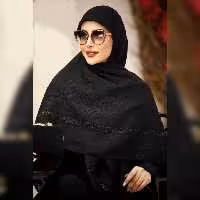 روسری مشکی ساناز قواره بزرگ سایز 130 حاشیه لمه کد 9262