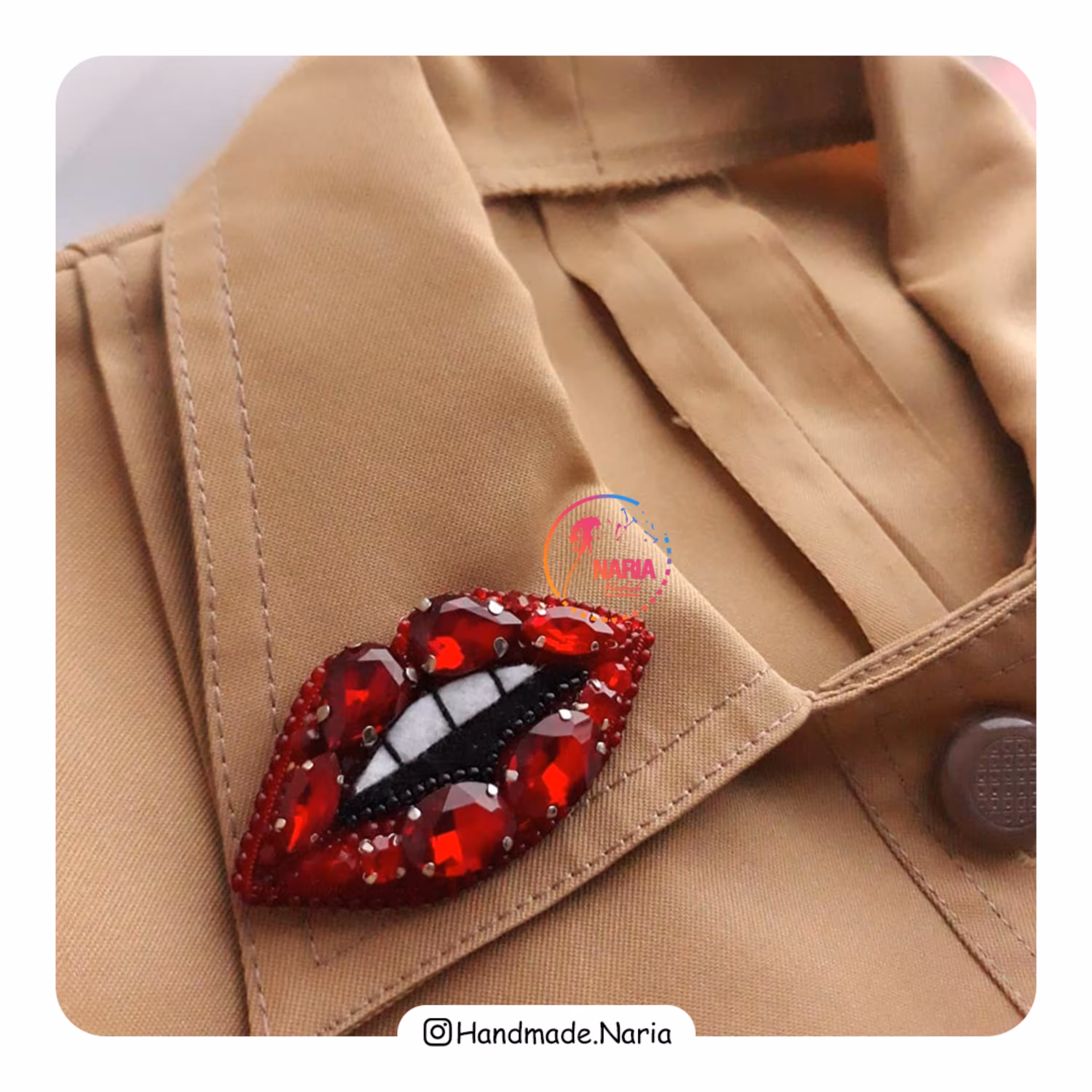 جواهردوزی مدل لب قرمز G103 سایز 5.5cm مخصوص خانمای خاص