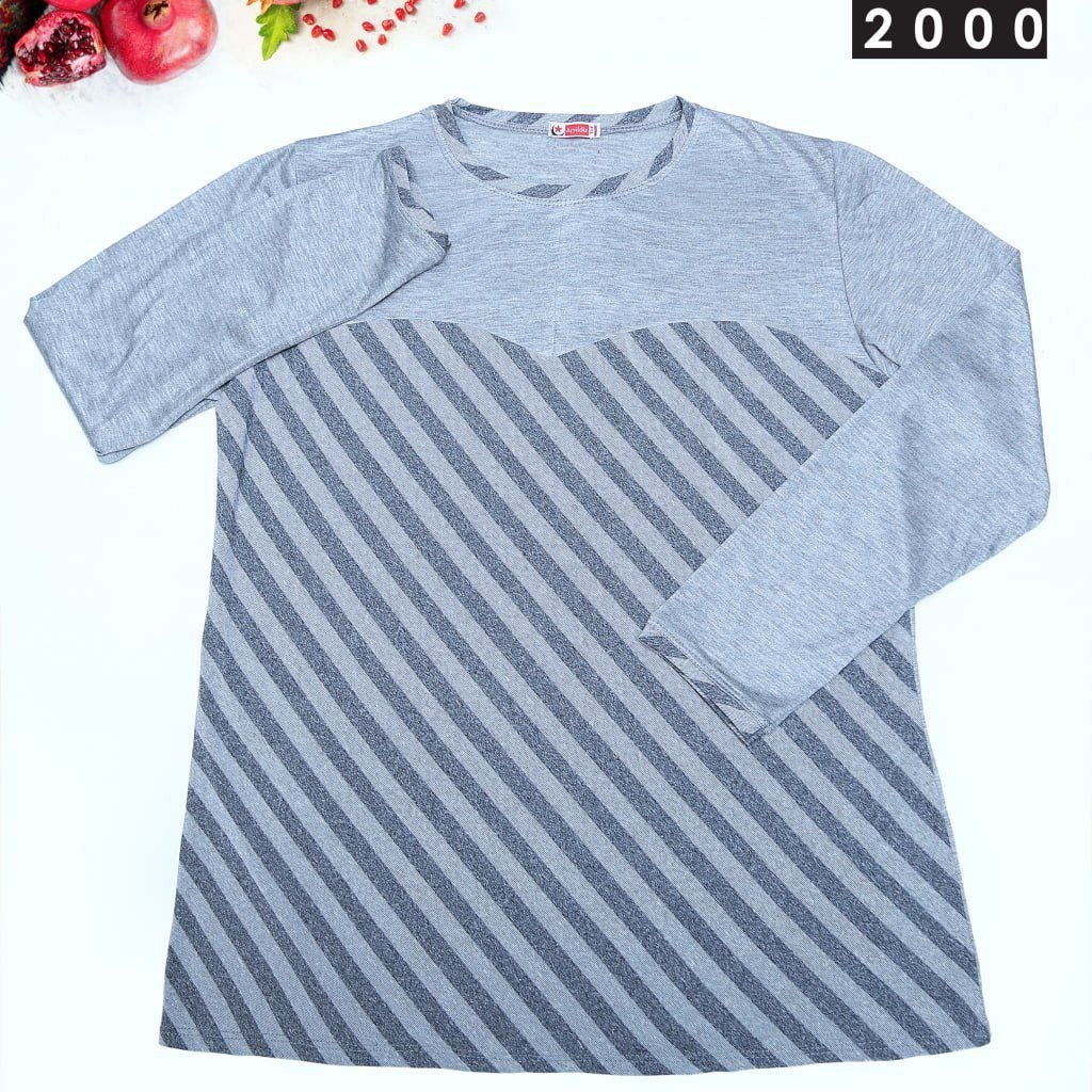 بلوز آستین بلند یقه گرد ملانژ