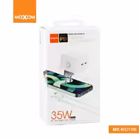 آداپتور شارژر موکسوم مدل MOXOM MX-HC108 PD 35W همراه کابل لایتینگ(آیفون) - امین 24 امانت دار اعتماد شما
