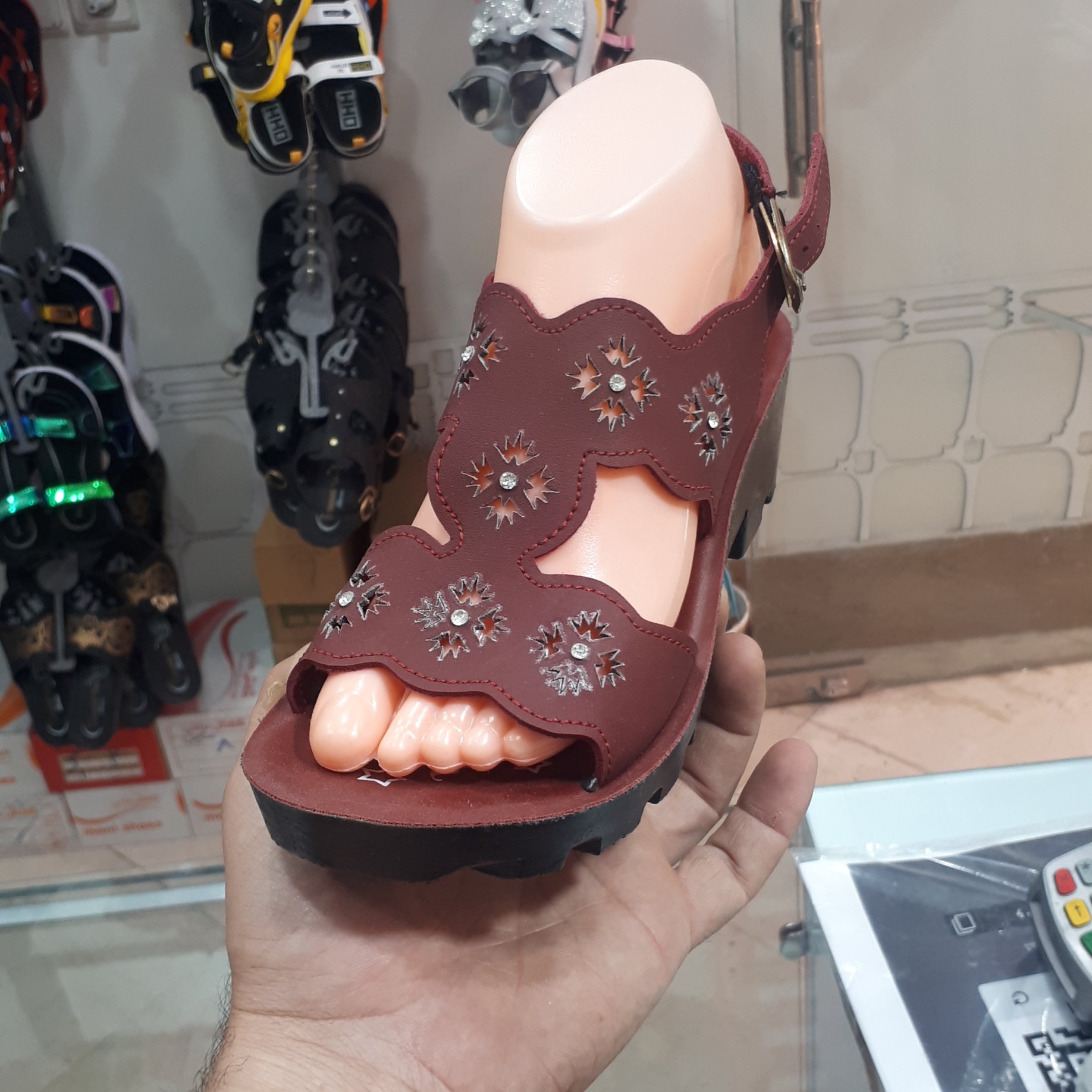 صندل زنانه طبی صندل زنانه صندل مجلسی نگین دار زرشکی