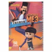 دفتر مشق 50 برگ فانتزی طلقی فنر دوبل شفیعی طرح مرد گیتار زن وبچه کد 36