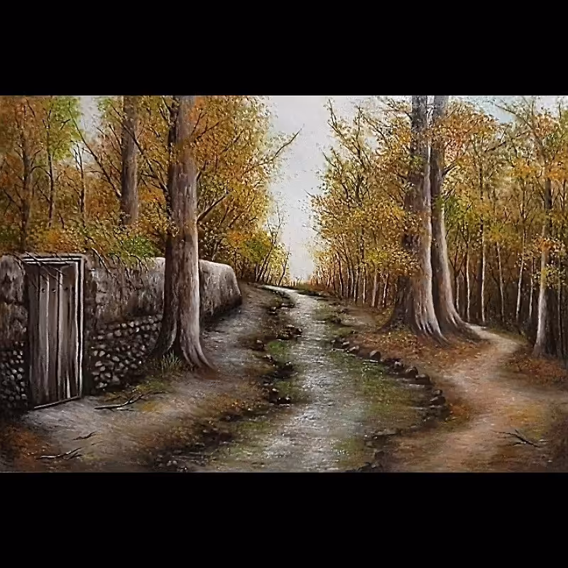 تابلو نقاشی رنگ روغن کوچه باغ60در90