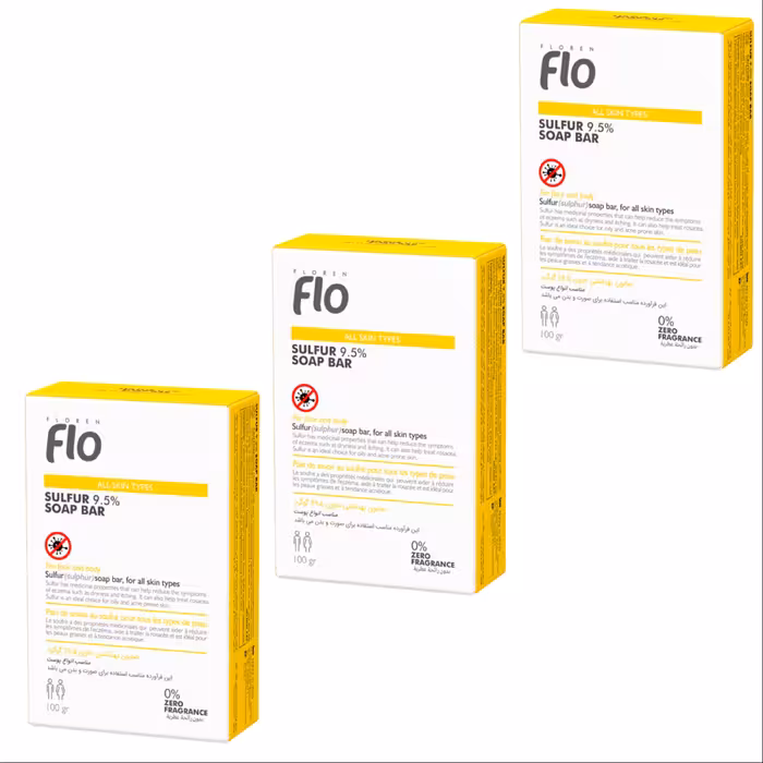 صابون گوگرد فلو مدل ضد قارچ و باکتری وزن 100 گرم مجموعه 3 عددی