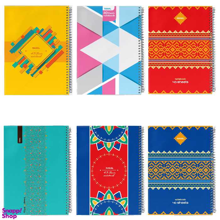 دفتر مشق 40 برگ نهال طرح کلاسیک کد 3412 بسته ۶ عددی