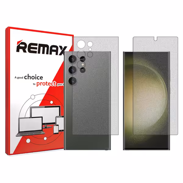 گلس صفحه نمایش و پشت گوشی سامسونگ Galaxy S23 Ultra مدل مات برند ریمکس کد SS