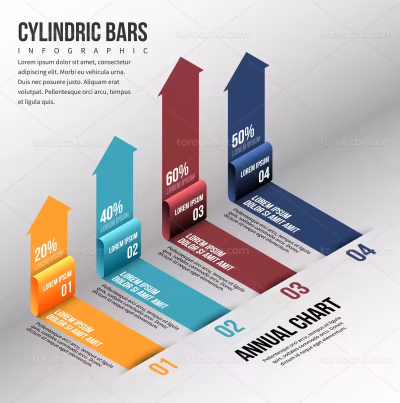 وکتور اینفوگرافیک رنگارنگ چهار مرحله ای | گرافیک با طعم تربچه