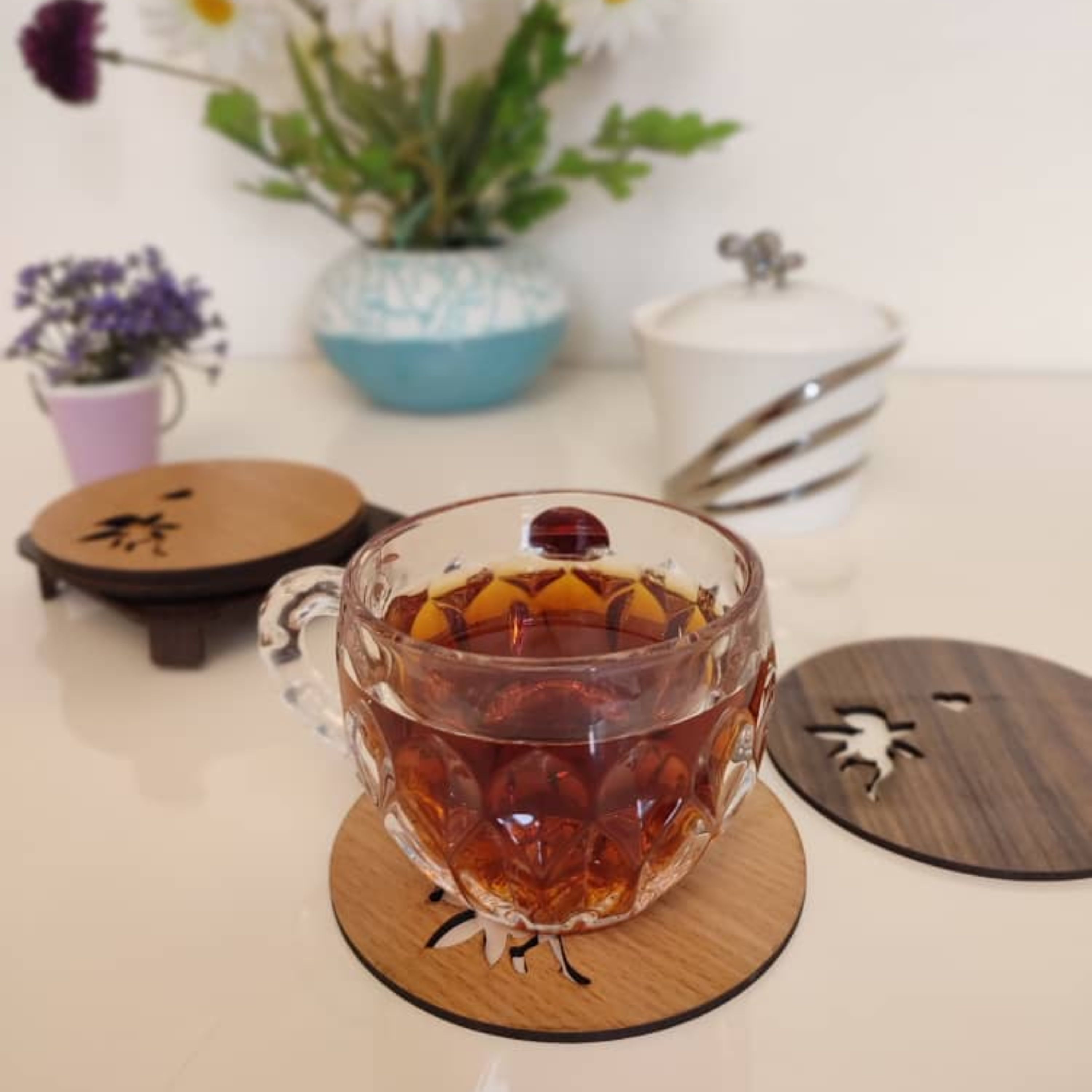 زیر لیوان آنجل قطر 10 (طرح فرشته تو خالی) بسته 6عددی