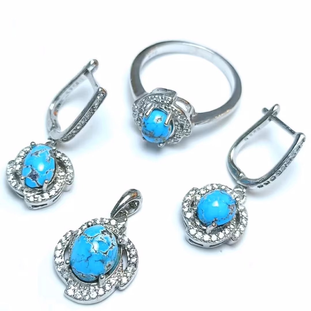  نیم ست نقره همراه فیروزه نیشابوری 3