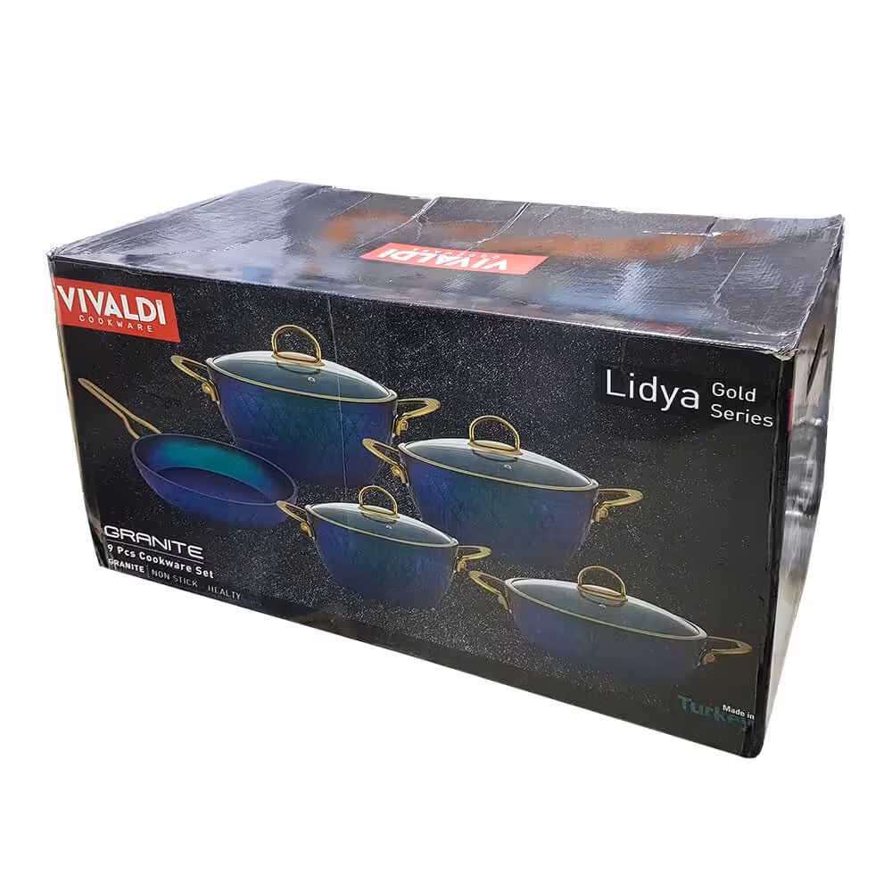 سرویس قابلمه 9 پارچه چدن گرانیت برند ویوالدی ساخت ترکیه 