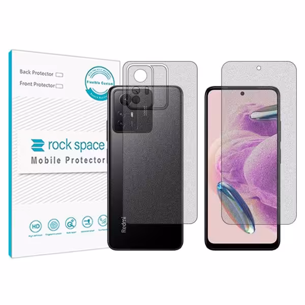 گلس صفحه نمایش و پشت گوشی شیائومی Redmi Note 12S مدل نانو هیدروژل گیمینگ برند راک اسپیس کدSS