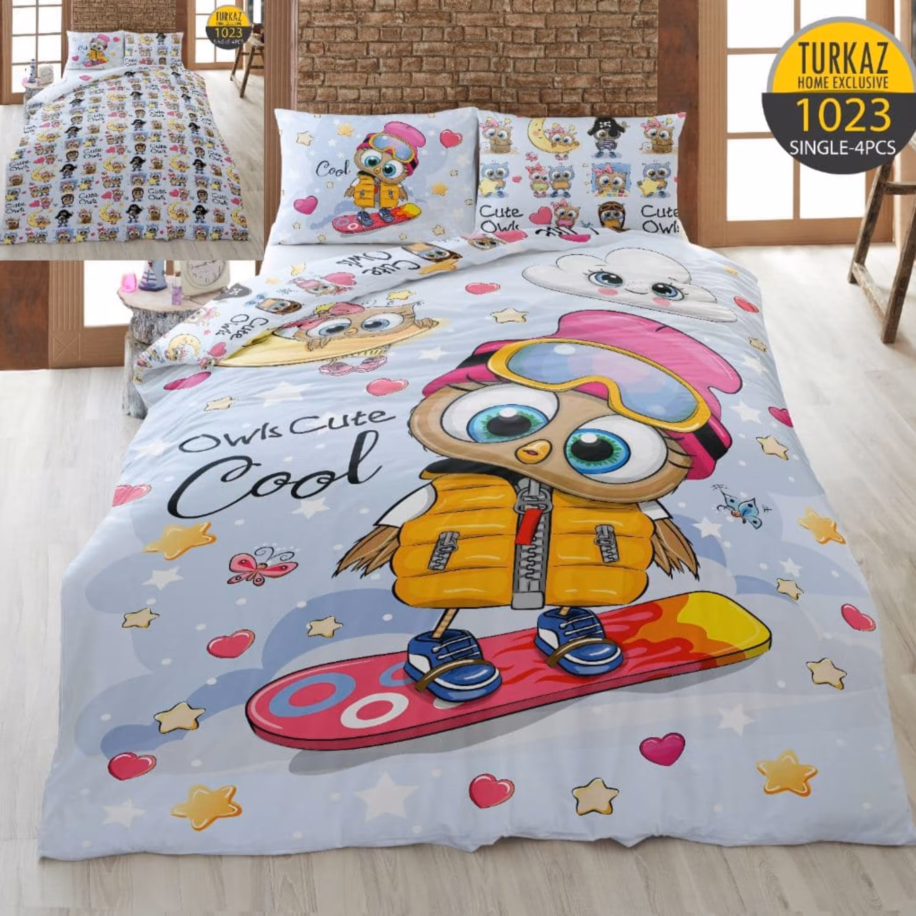 سرویس لحاف روتختی 1 نفره چاپی تنسل برند ترکاز(Turkaz) کد 1023