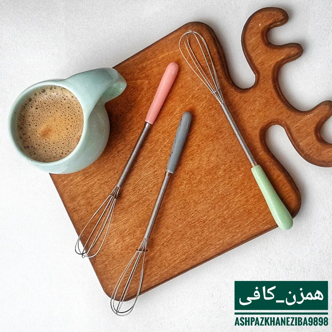 همزن کوچک شیر و خامه و قهوه دسته سرامیک طرح ماربل