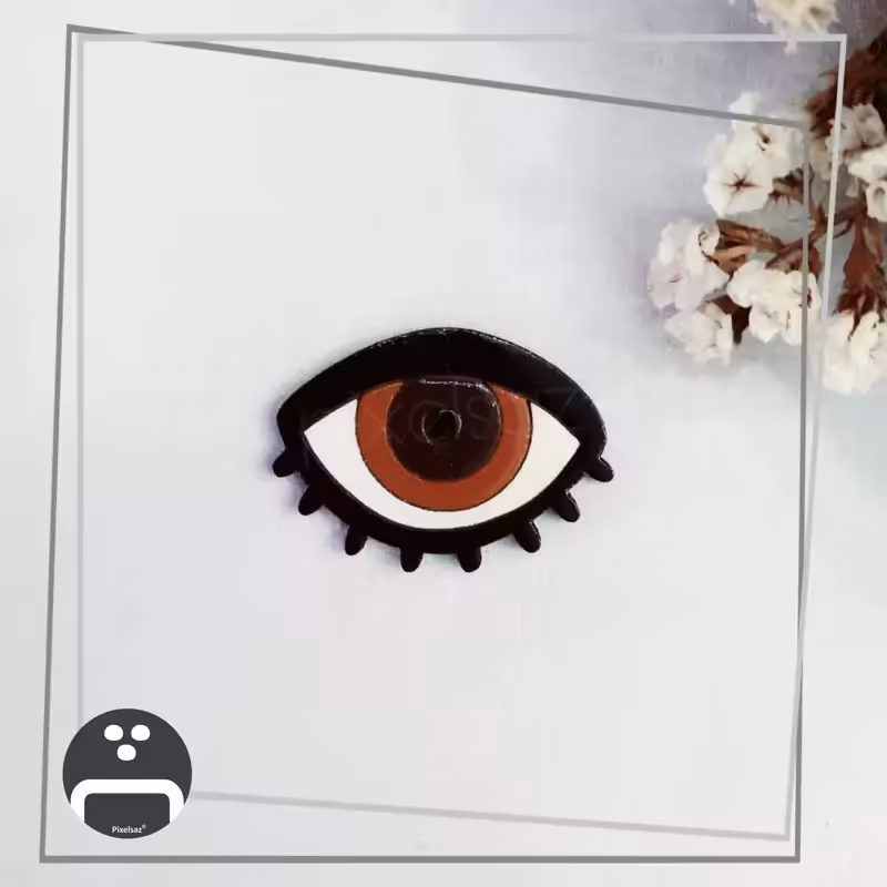 استیکر  - مگنت - پیکسل طرح چشم پیکسل ساز - جنس چوبی و نقاشی شده - ضدآب
