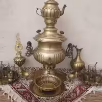 سماور برنجی ذغالی مدل استکانی پخدار6لیتر