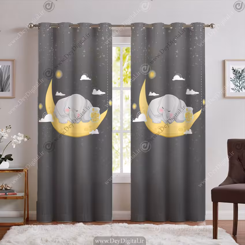 پرده اتاق کودک طرح فیل PK-6243