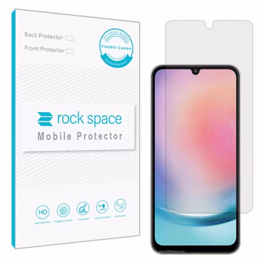 گلس نانو هیدروژل شفاف و ضد ضربه گوشی سامسونگ Galaxy A24 4G برند راک اسپیس 