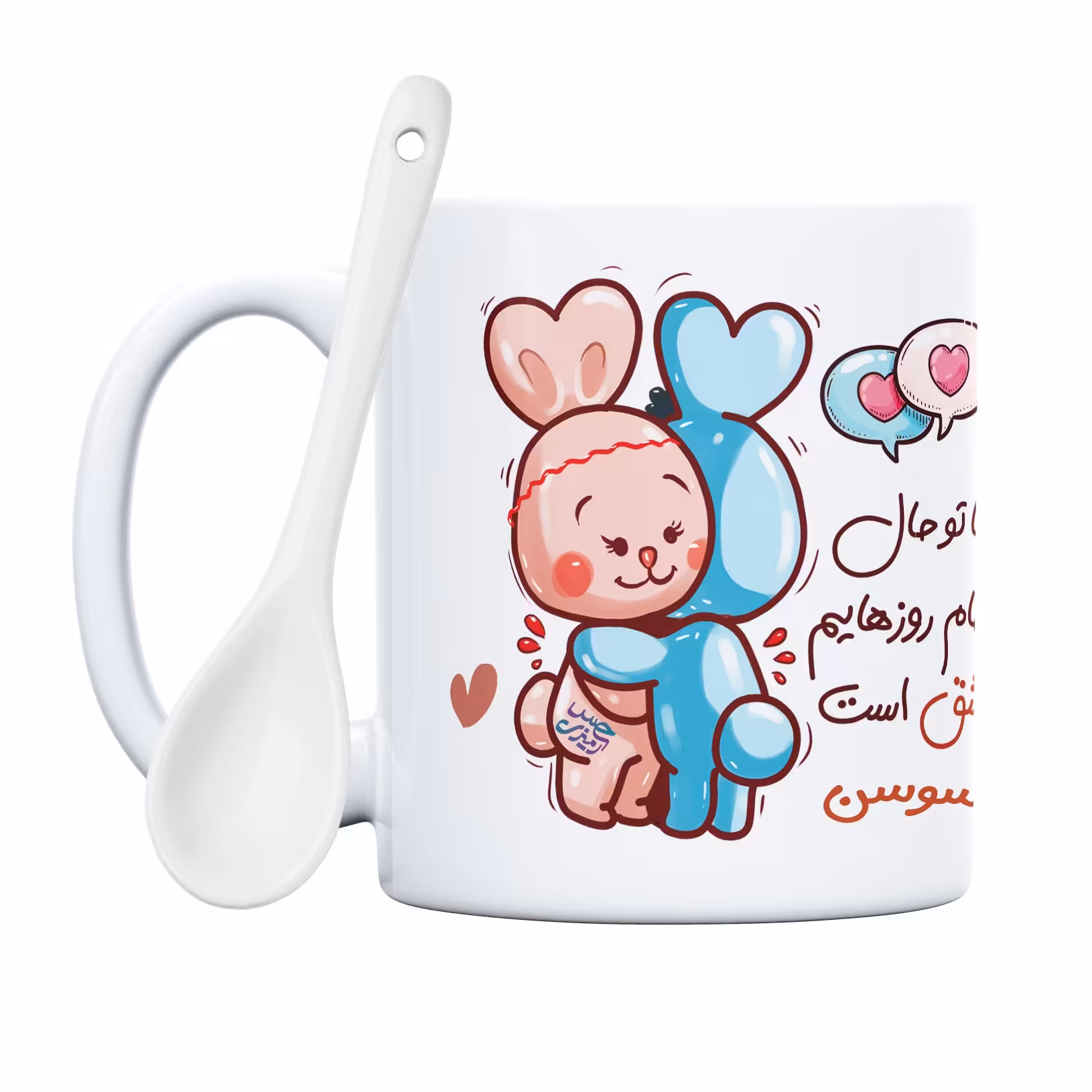 ماگ حس آمیزی طرح روز عشق خرگوشی مدل سوسن (با قابلیت سفارشی سازی)