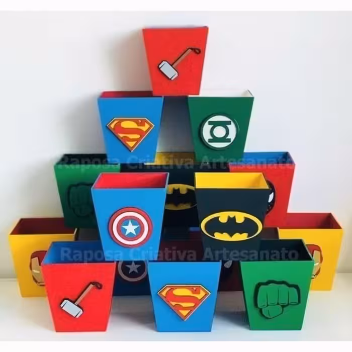 پک 6 عددی جعبه پاپکورن  دستسازه مقوای تم ابر قهرمانان