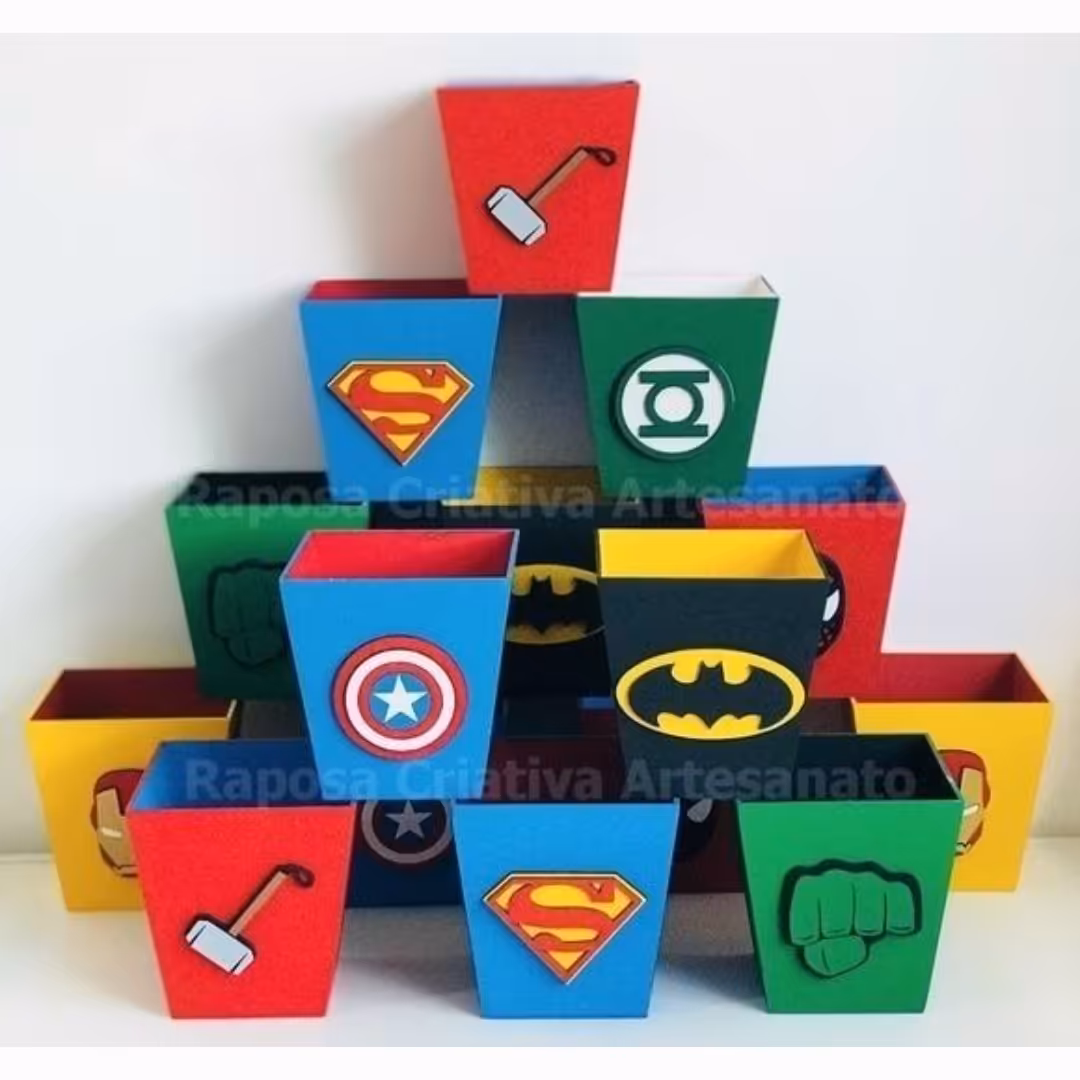 پک 6 عددی جعبه پاپکورن  دستسازه مقوای تم ابر قهرمانان