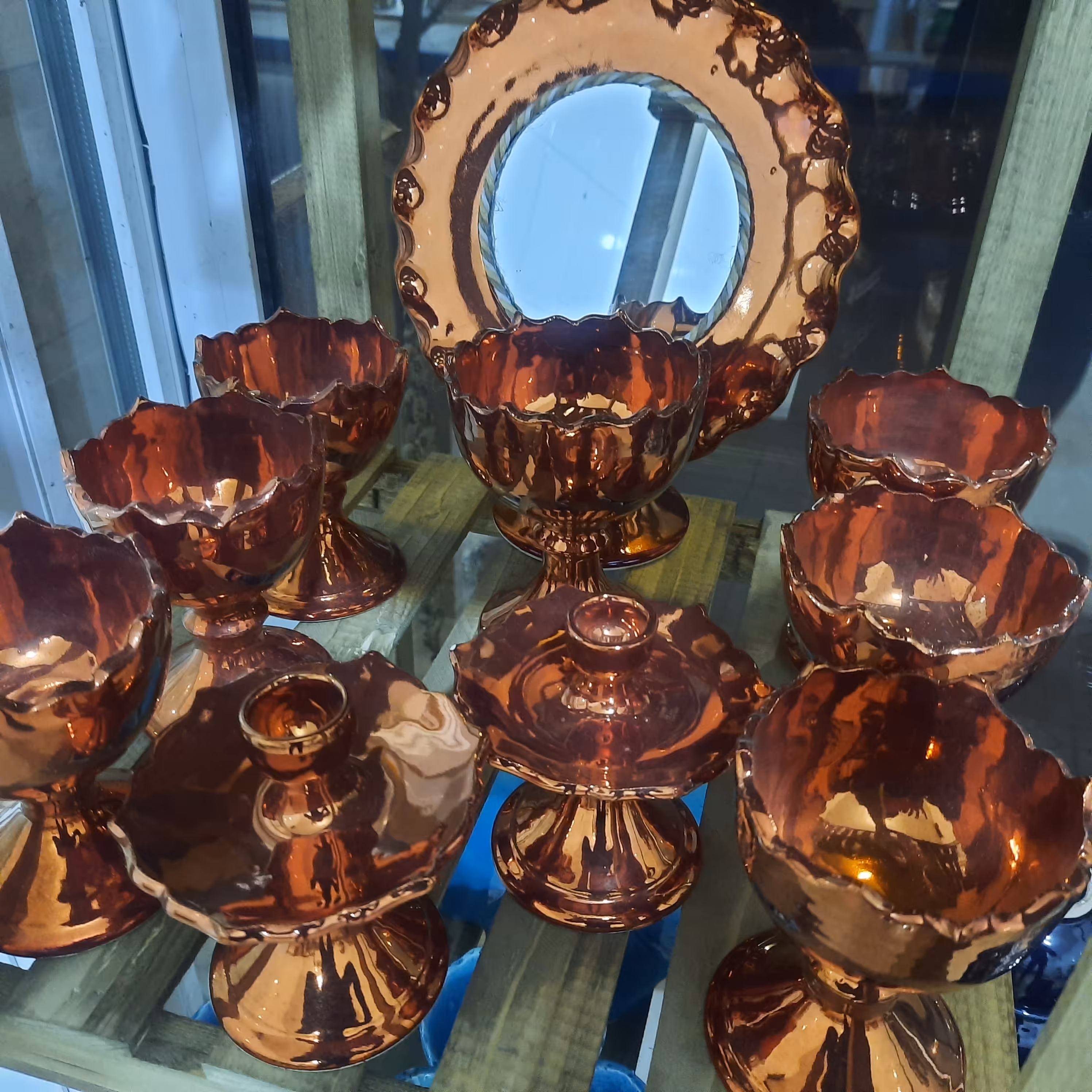 ست 10 تیکه هفت سین و پذیرایی سرامیکی لعاب مس