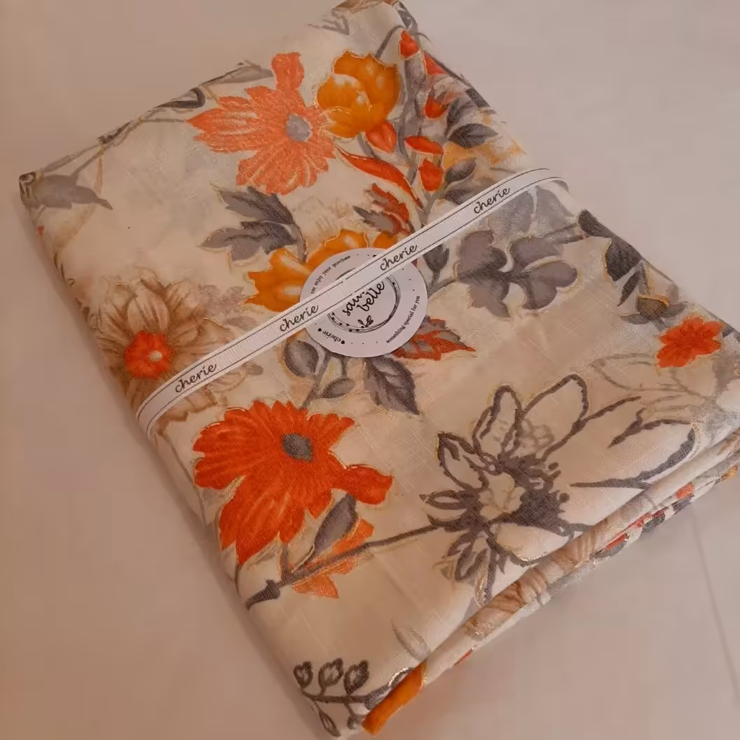 شال لینن هندی طلا کوبی