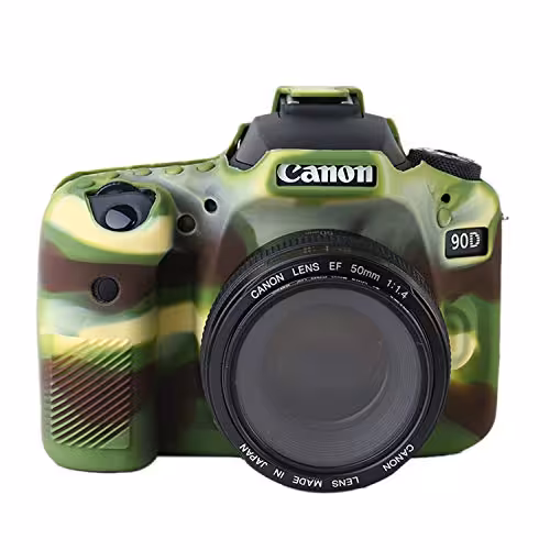 کاور سیلیکونی کانن Silicon cover of Canon camera 90D رنگ سبز ارتشی