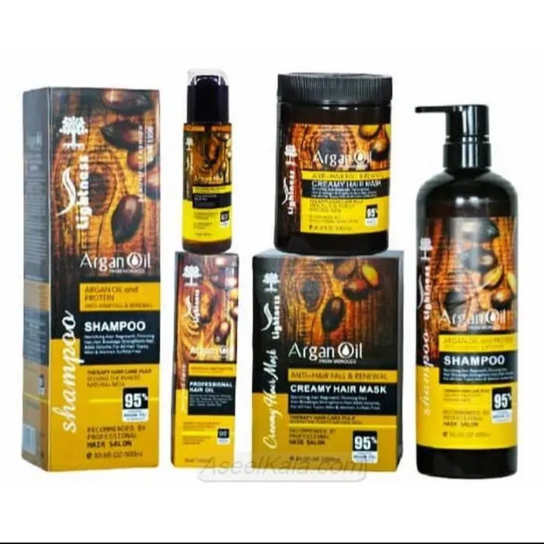 پک شامپو و ماسک مو و روغن آرگان لایتنس LIGHTNESS (پک3عددی)