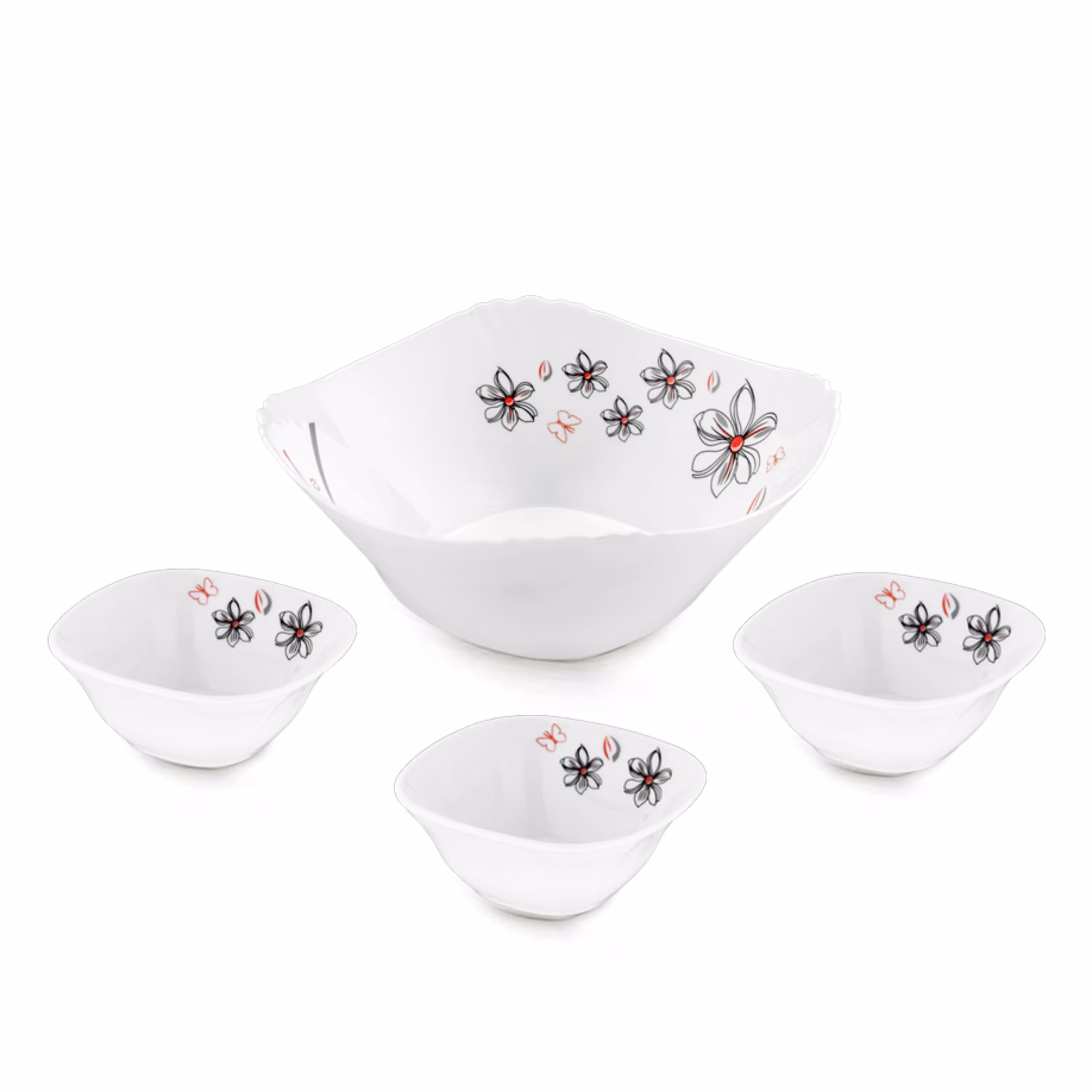 ست انار خوری 7 پارچه طرح ماریا قرمز مربع