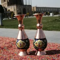 گلدان مس و پرداز 16 سانتی اثر استاد قاسمی
