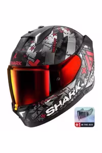 کلاه کاسکت موتورسیکلت چند رنگ ایمنی کوسه SKWAL I3 HELLCAT  رنگ شیشه ای قرمز Shark