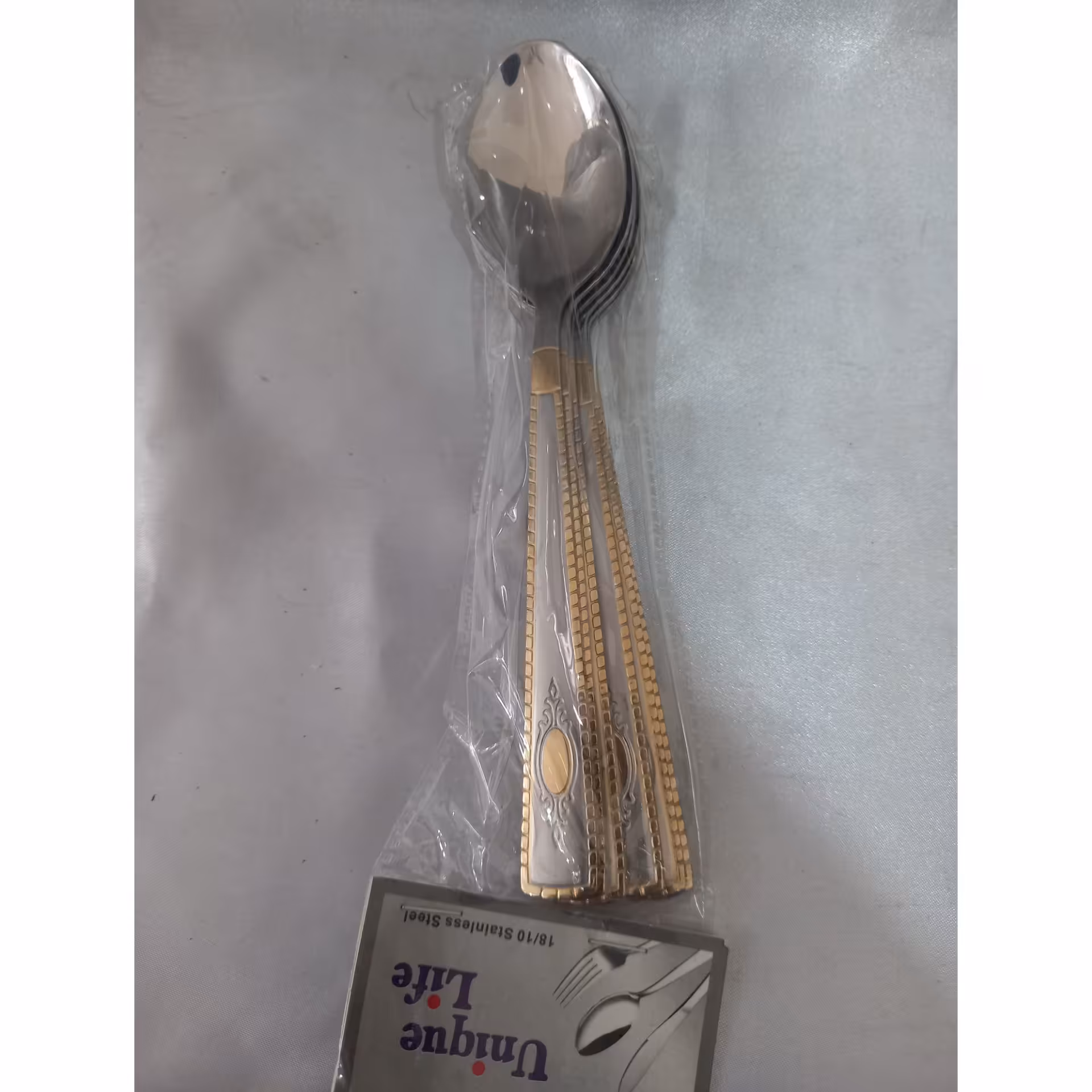 قاشق غذاخوری دسته طلایی 6 عددی 