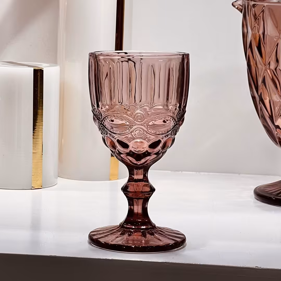 گیلاس بنفش طرح داماس بسته 6 عددی 