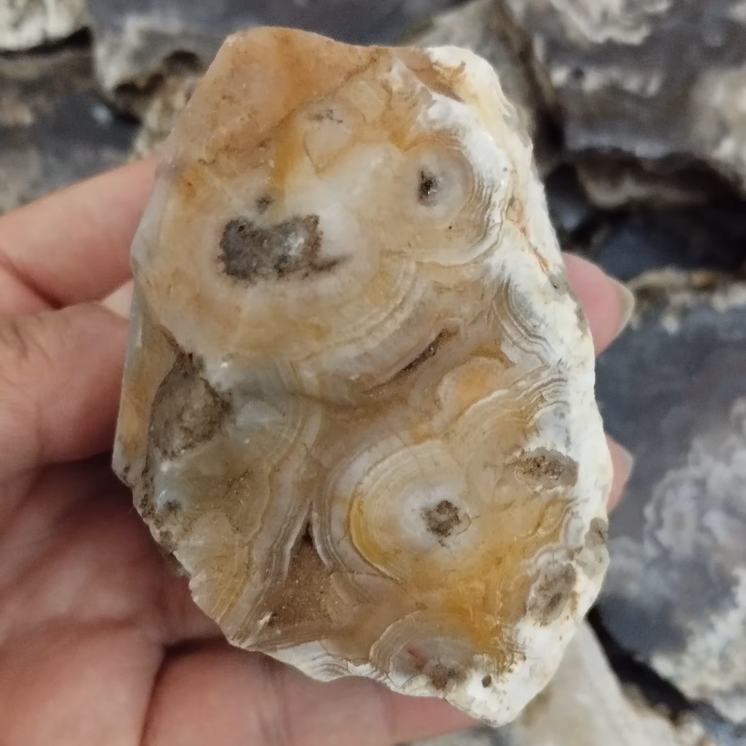 سنگ عقیق باباقوری رنگ پرتغالی زیبا و کمیاب مناسب دکور و ساخت نگین. معدنی و اصل با خواص سنگ عقیق