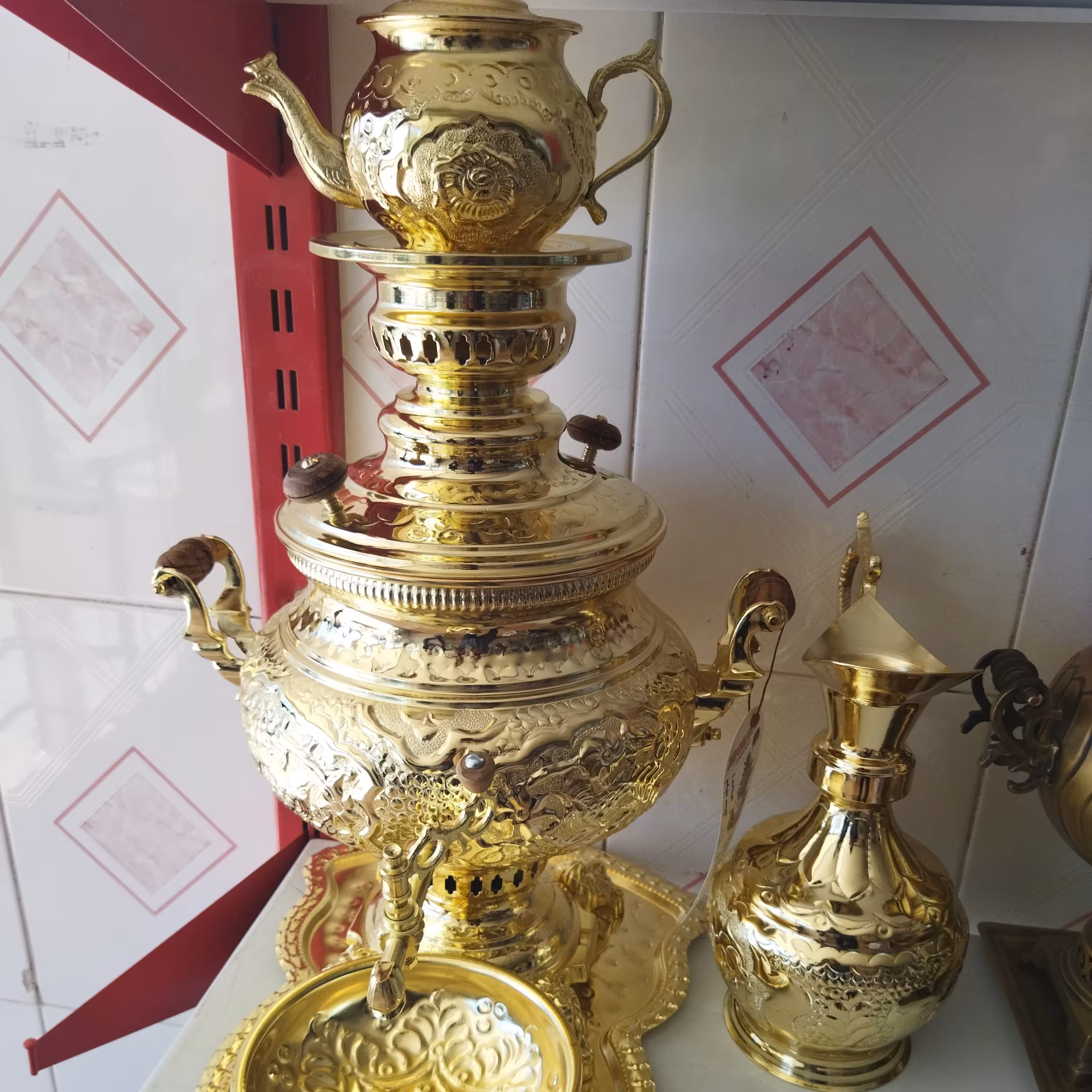 سماور آنتیک تراش با سرویس