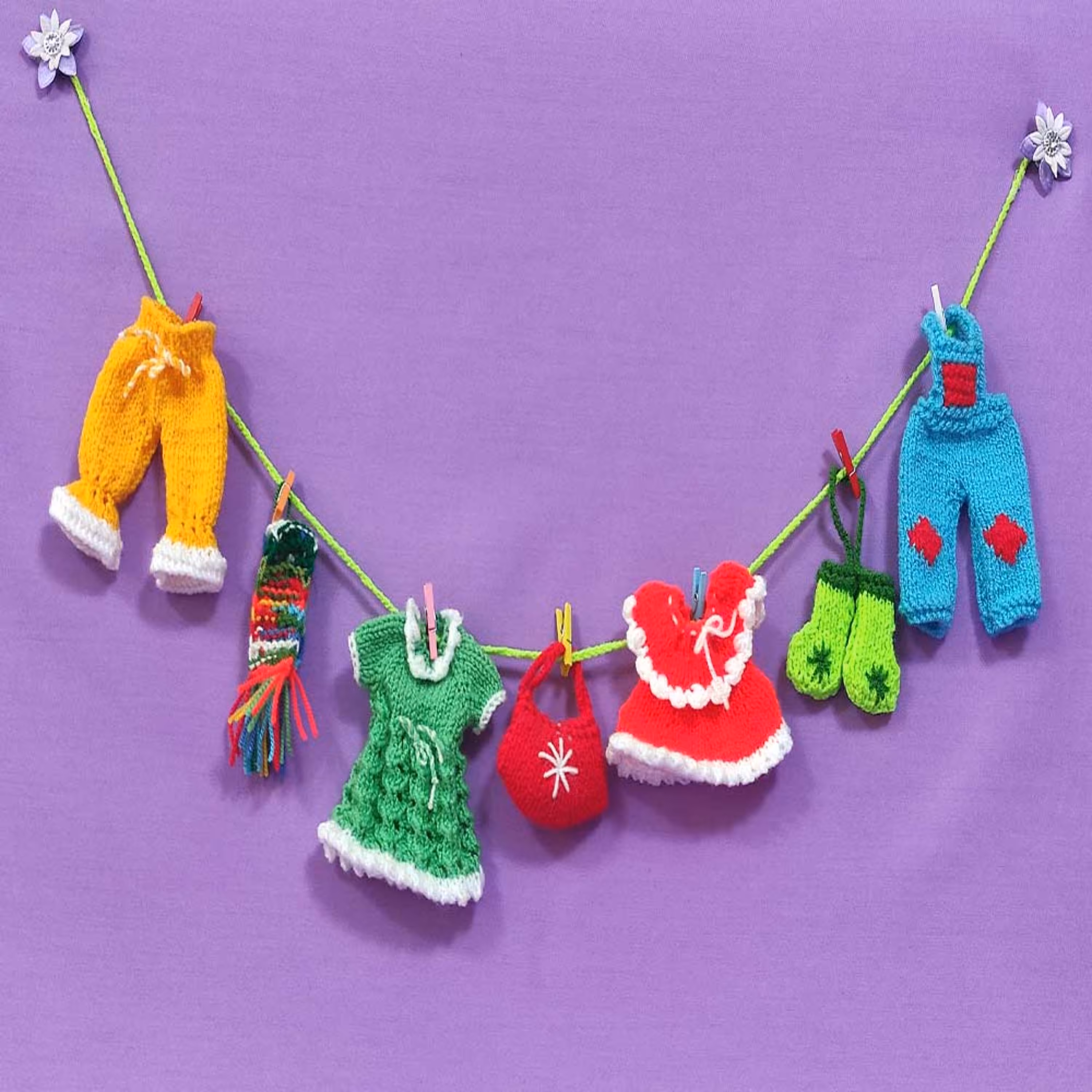 بند رخت بافتنی مگنتی7 تکه جهت نصب در آشپزخانه و اتاق کودک 