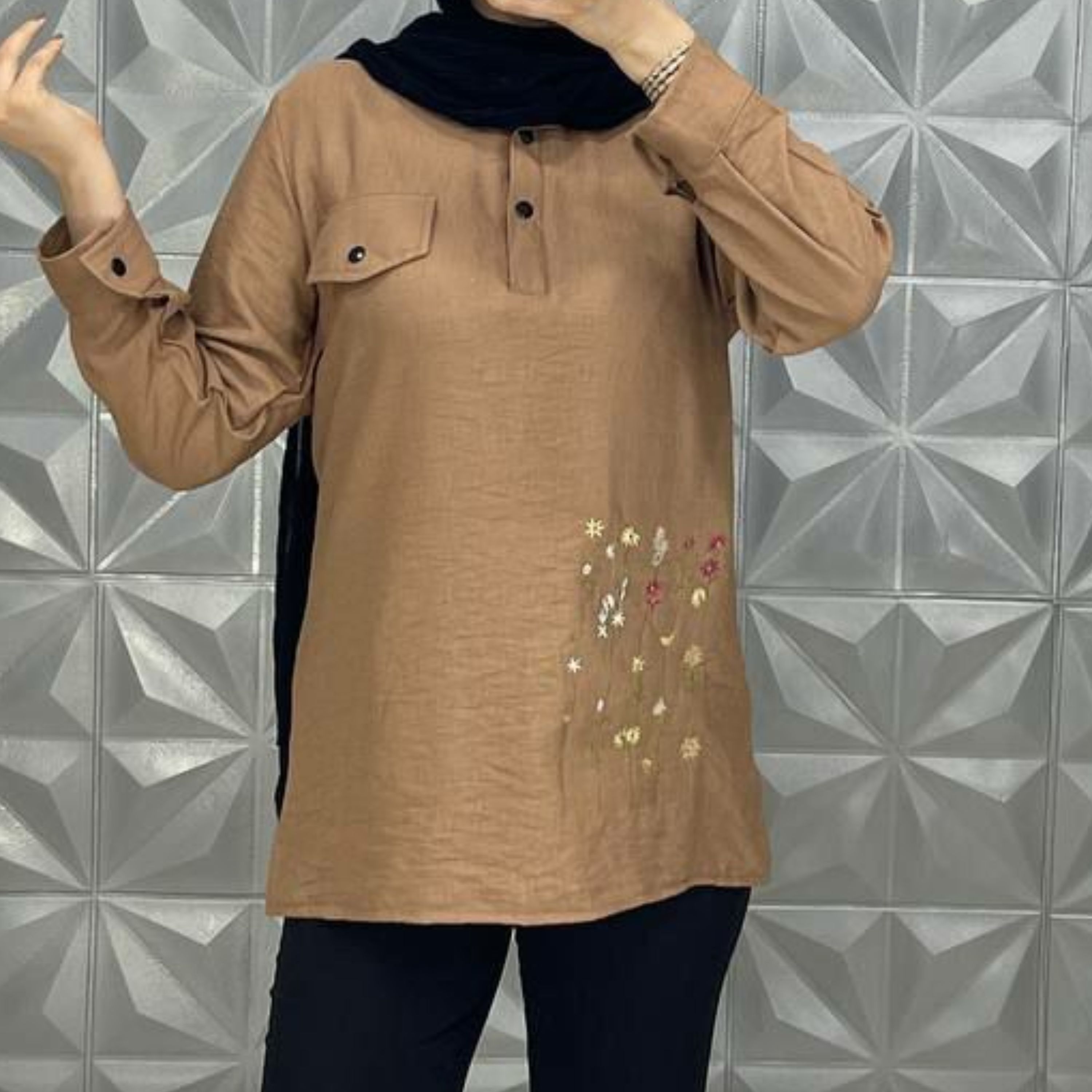 مانتو شومیز کرسپو گلدوزی شده