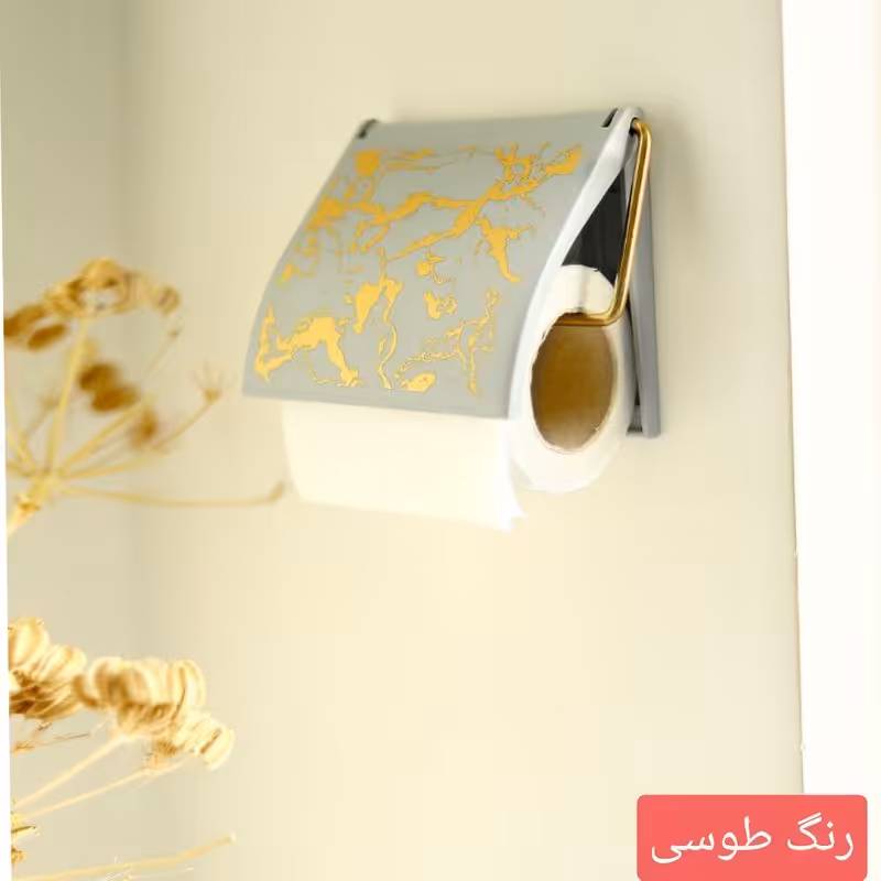 جا دستمال توالت ماربل طوسی نقره ای 