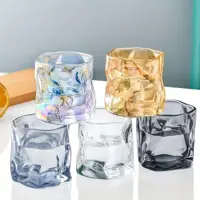 لیوان دفرمه صخره ای  ، لب ساده ،  محصول چین با شفافیت بالا ، ست 6 تایی 
