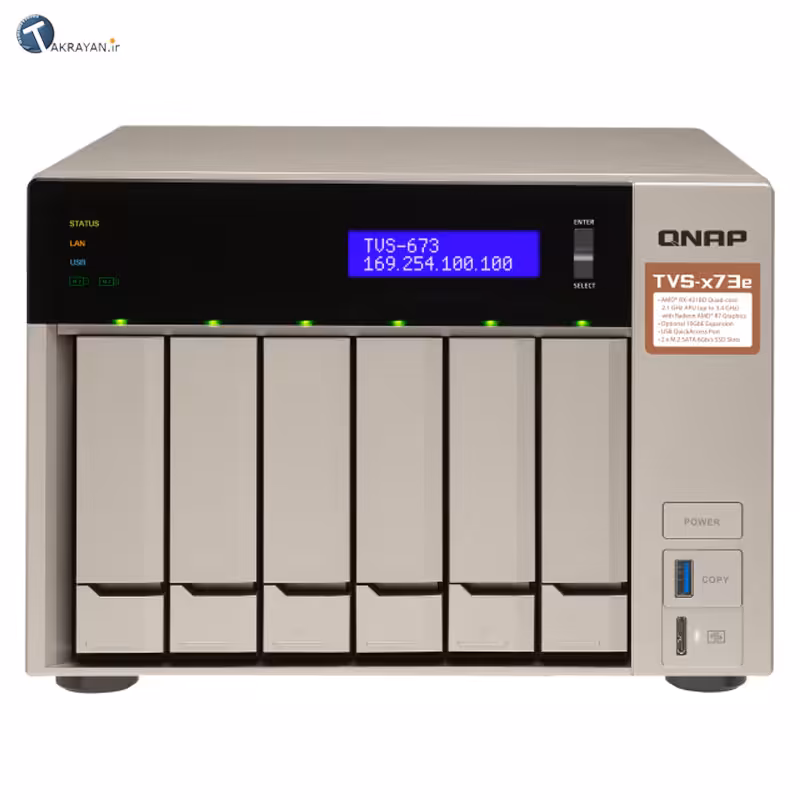 قیمت خرید NAS / ذخیره ساز تحت شبکه کیونپ QNAP TVS-673e | Ram 4GB