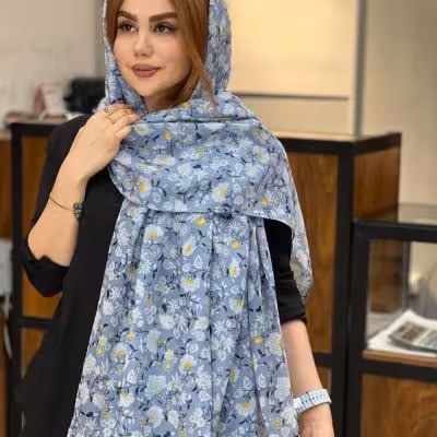شال نخ پنبه TRF وارداتی طرح یاسمن